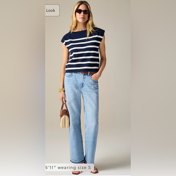 J.Crew New mariner jersey boatneck muscle T-shirt in black - Picture 2 of 7